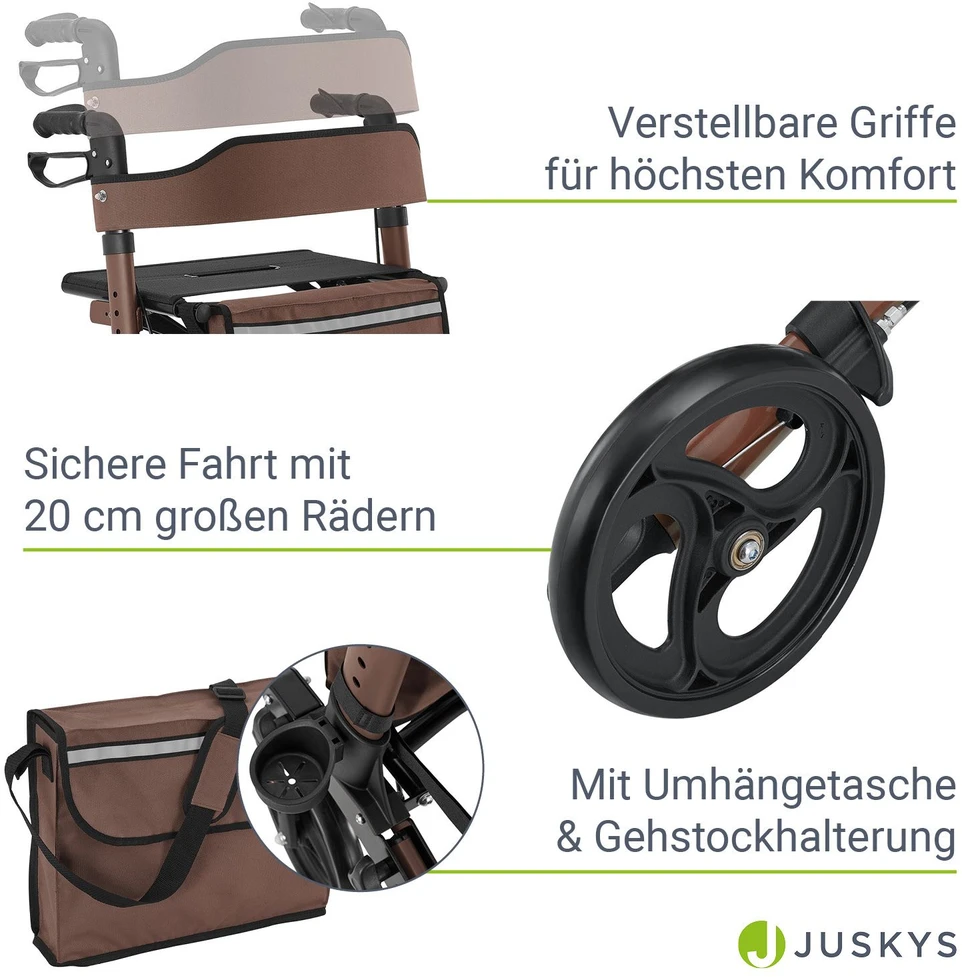Juskys Rollator Vital 63x68x80-94 cm rudas