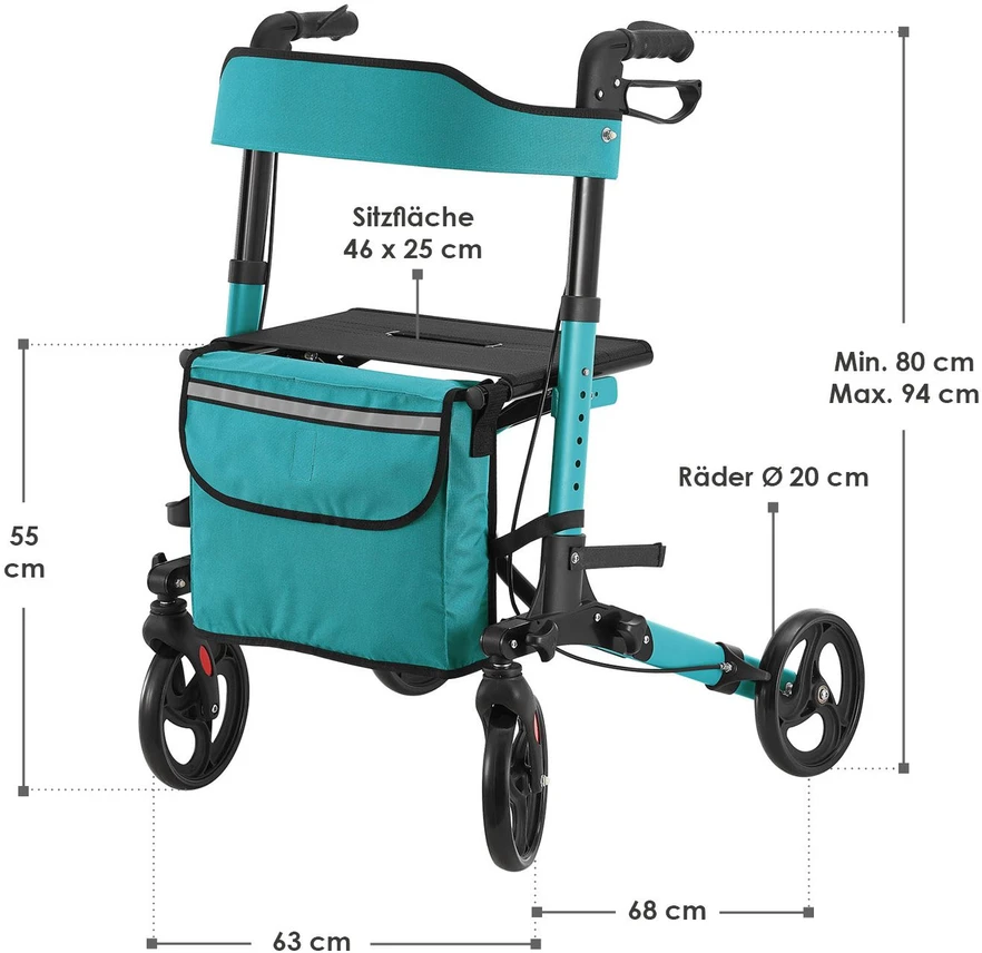 Juskys Rollator Vital 63x68x80-94 cm pilka/juoda