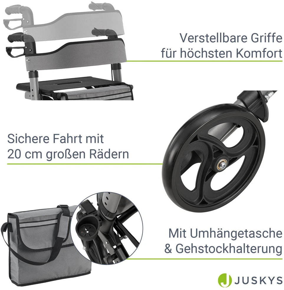 Juskys Rollator Vital 63x68x80-94 cm pilka/juoda