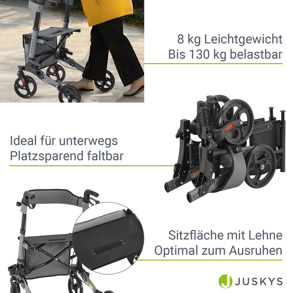 Juskys Rollator Vital 63x68x80-94 cm pilka/juoda