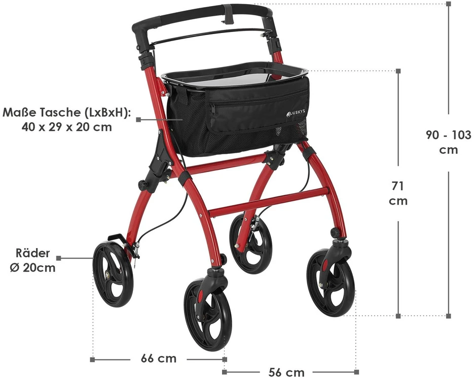 Juskys Vidaus vaikštynė 56x66x90-103 cm raudona