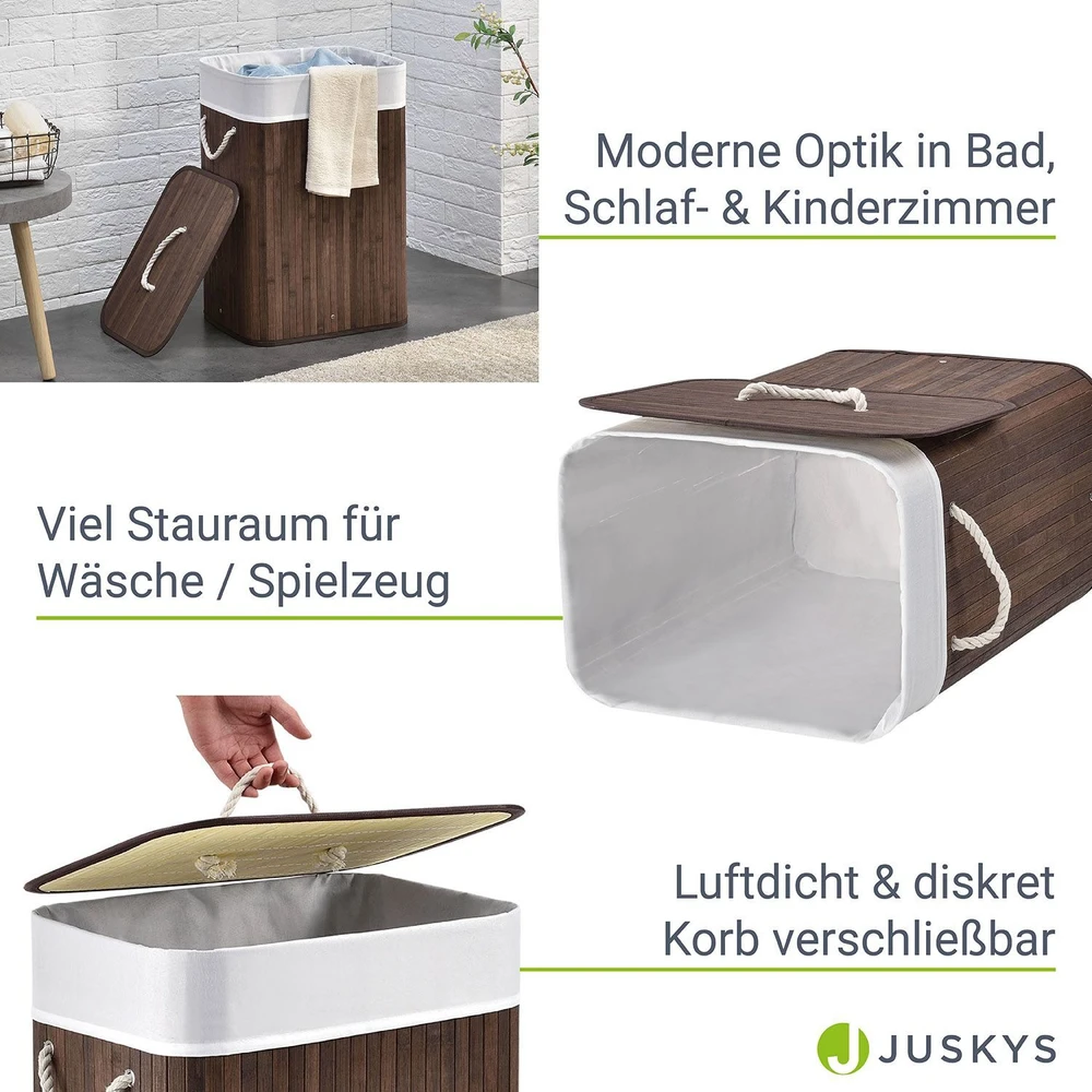 Juskys Skalbinių krepšys Skirtas garbanotiems plaukams 72 L 40x30x60 cm rudas