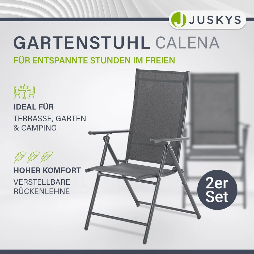 Juskys Sodo kėdės Homestar Calena 2 vnt sulankstomos reguliuojamos antracito spalvos