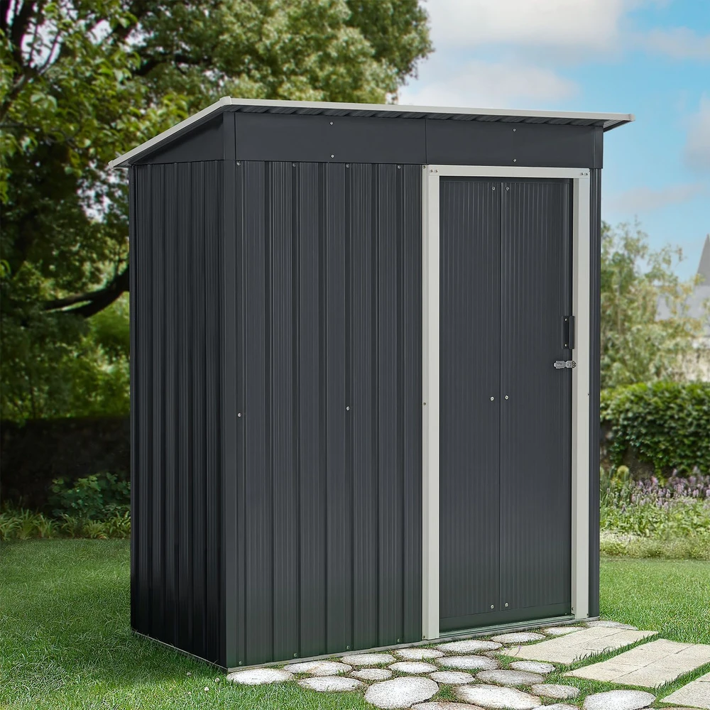 Juskys Sodo namelis S su šlaitiniu stogu 164x88x182 cm antracito spalvos
