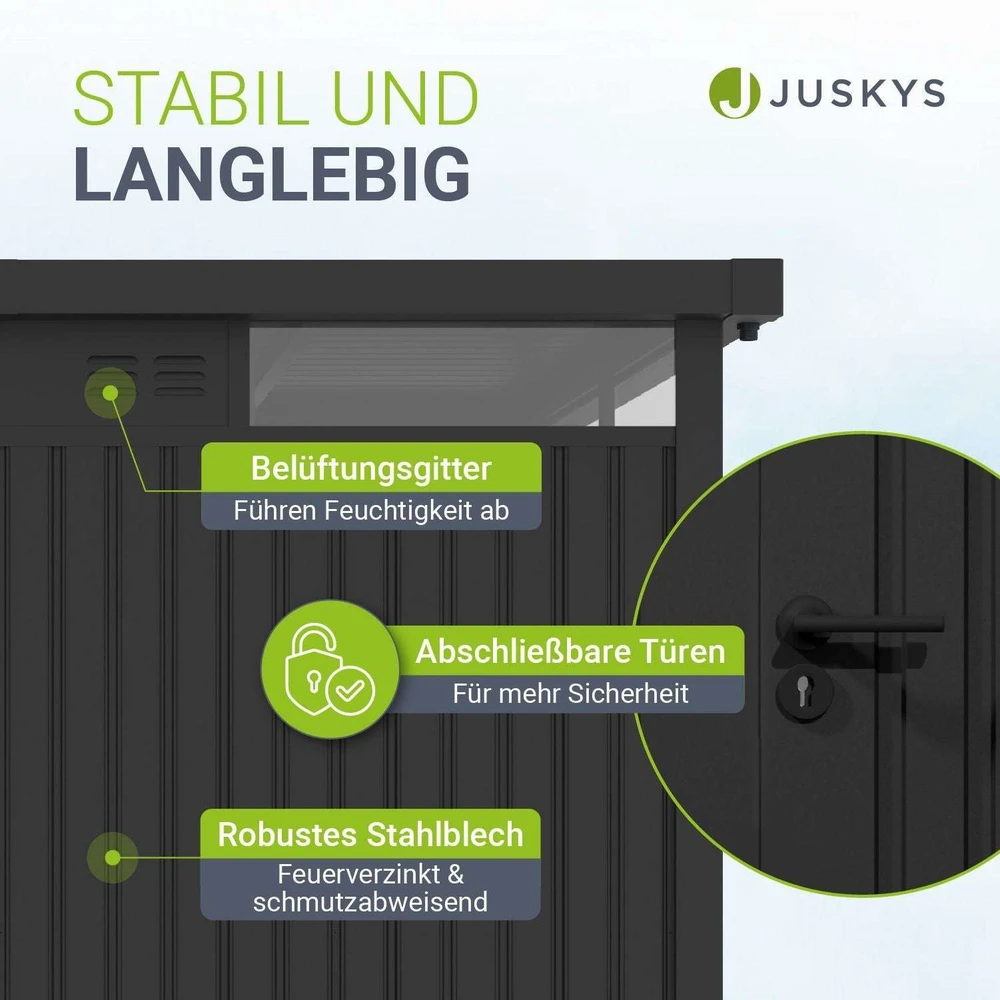 Juskys Sodo namelis Luzern L 196x254x220 cm antracito spalvos
