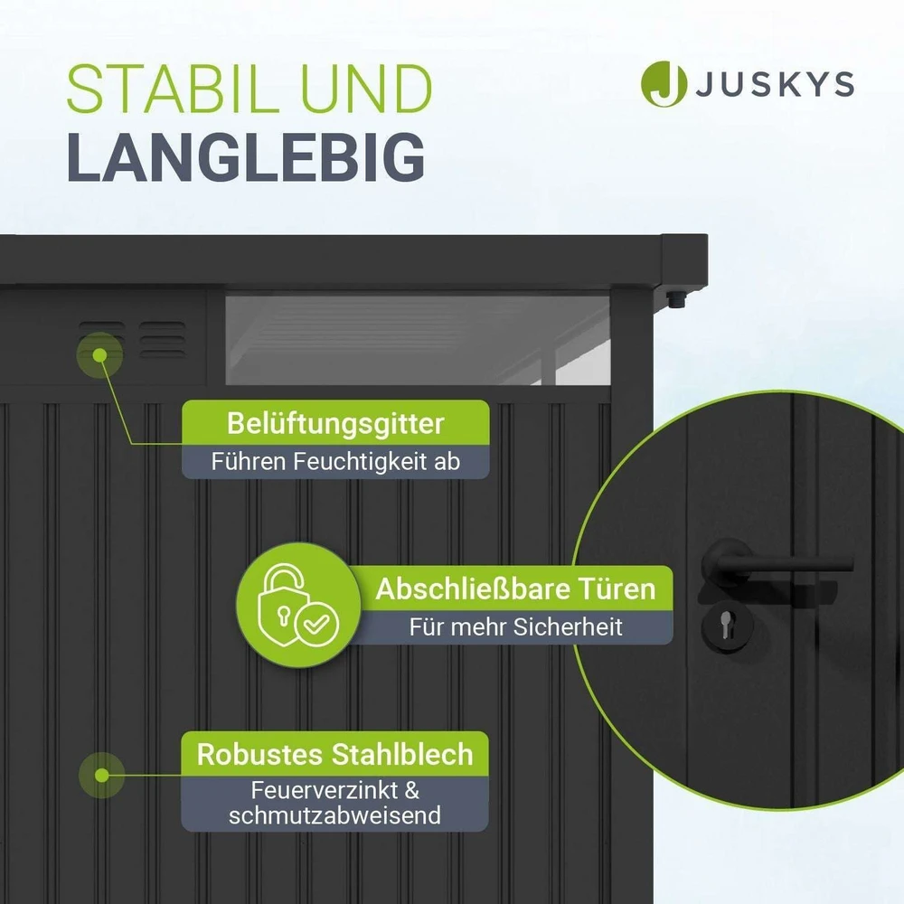 Juskys Sodo namelis Luzern L 196x254x220 cm antracito spalvos