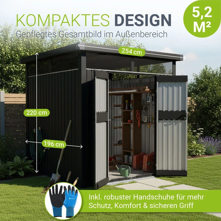 Juskys Sodo namelis Luzern M 5,2 m² antracito spalvos