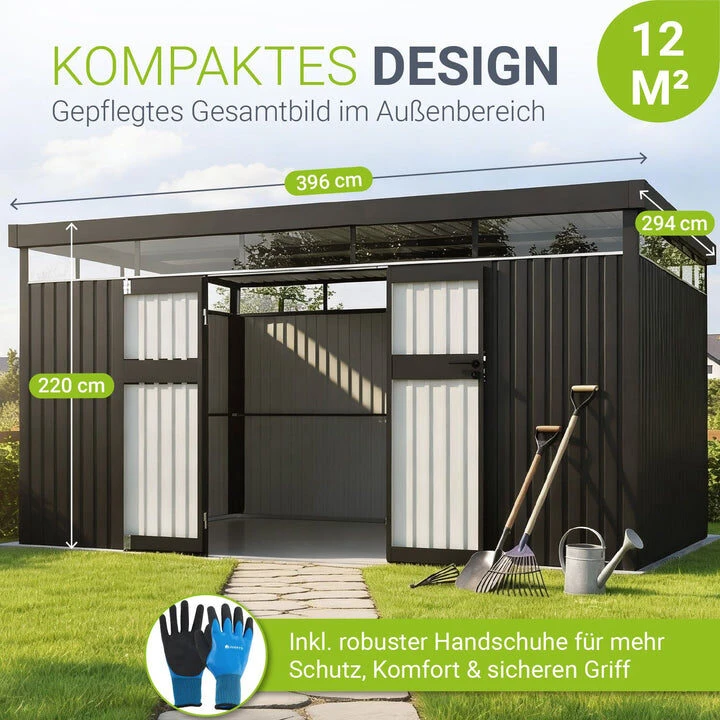 Juskys Sodo namelis Luzern XL 12 m² antracito spalvos
