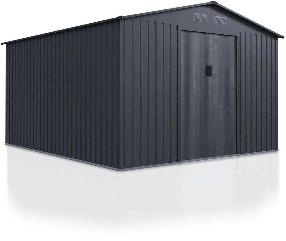 Juskys Sodo namelis XXL su dvišlaičiu stogu 164x88x182 cm tamsiai pilkas