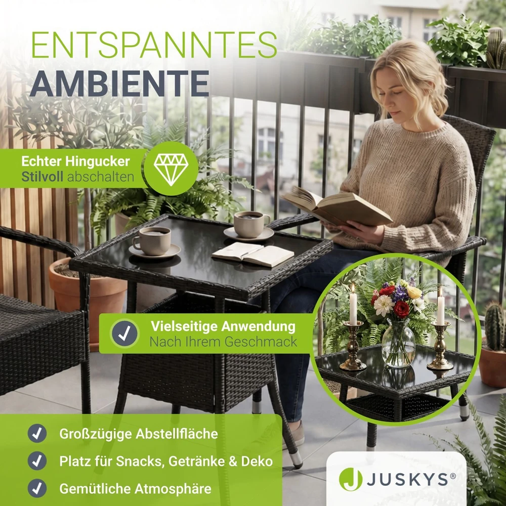 Juskys Sodo stalas Yoro 60x60x73 cm juodas