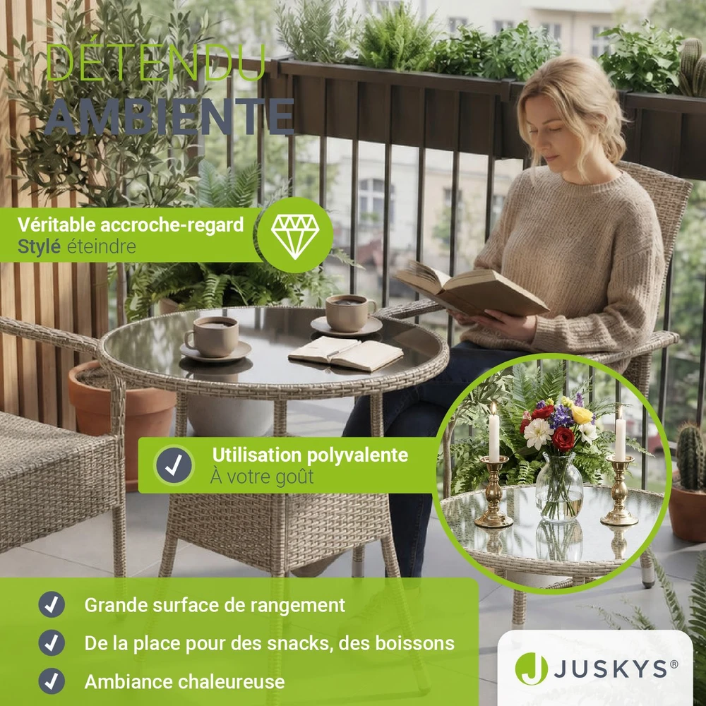 Juskys Sodo stalas Yoro Ø80x73 cm juodas
