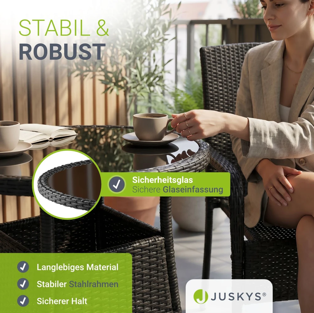 Juskys Sodo stalas Yoro Ø80x73 cm juodas