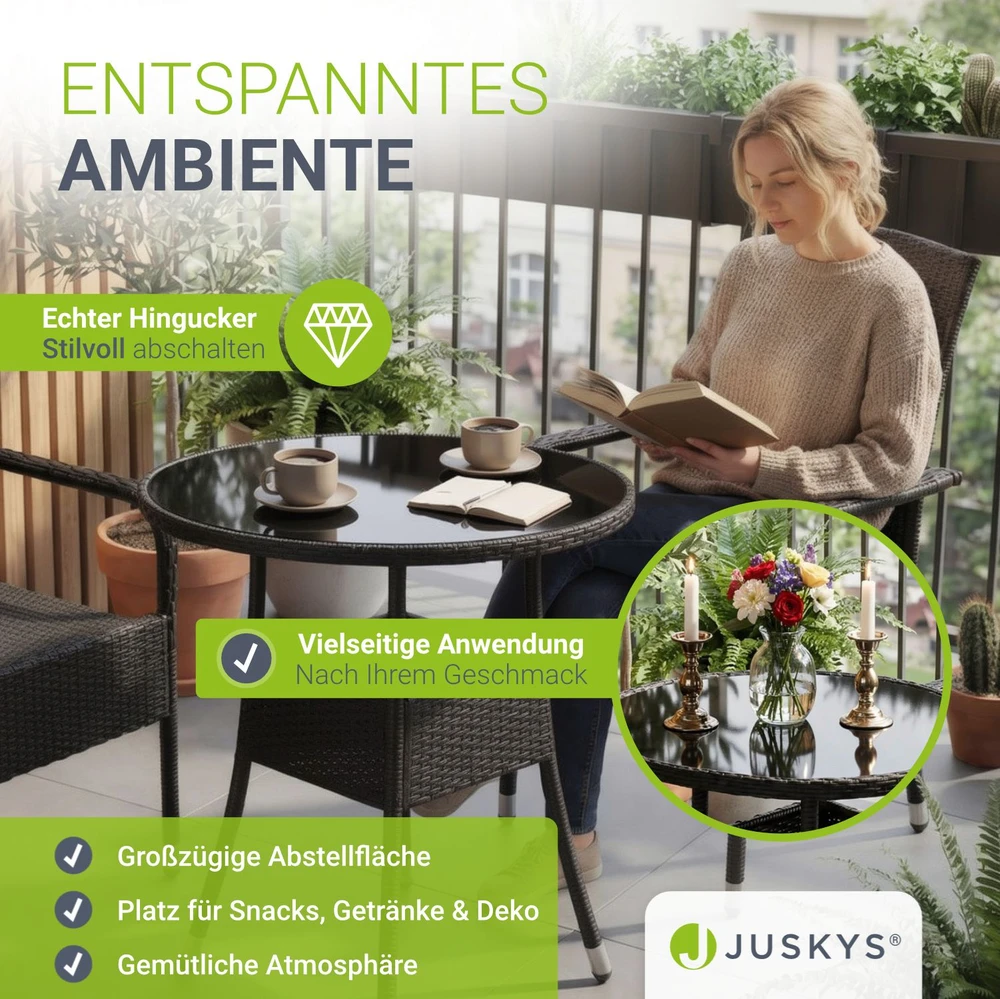 Juskys Sodo stalas Yoro Ø80x73 cm juodas
