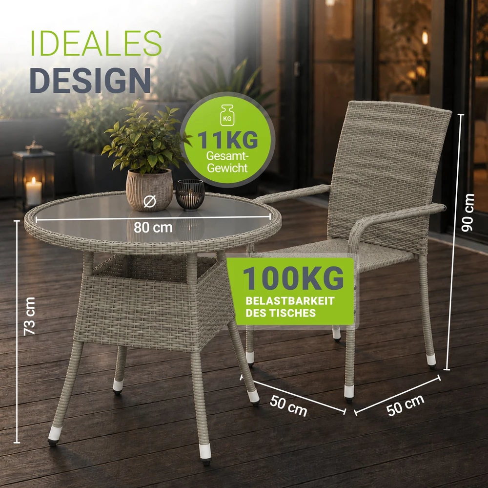 Juskys Sodo stalas Yoro Ø80x73 cm juodas