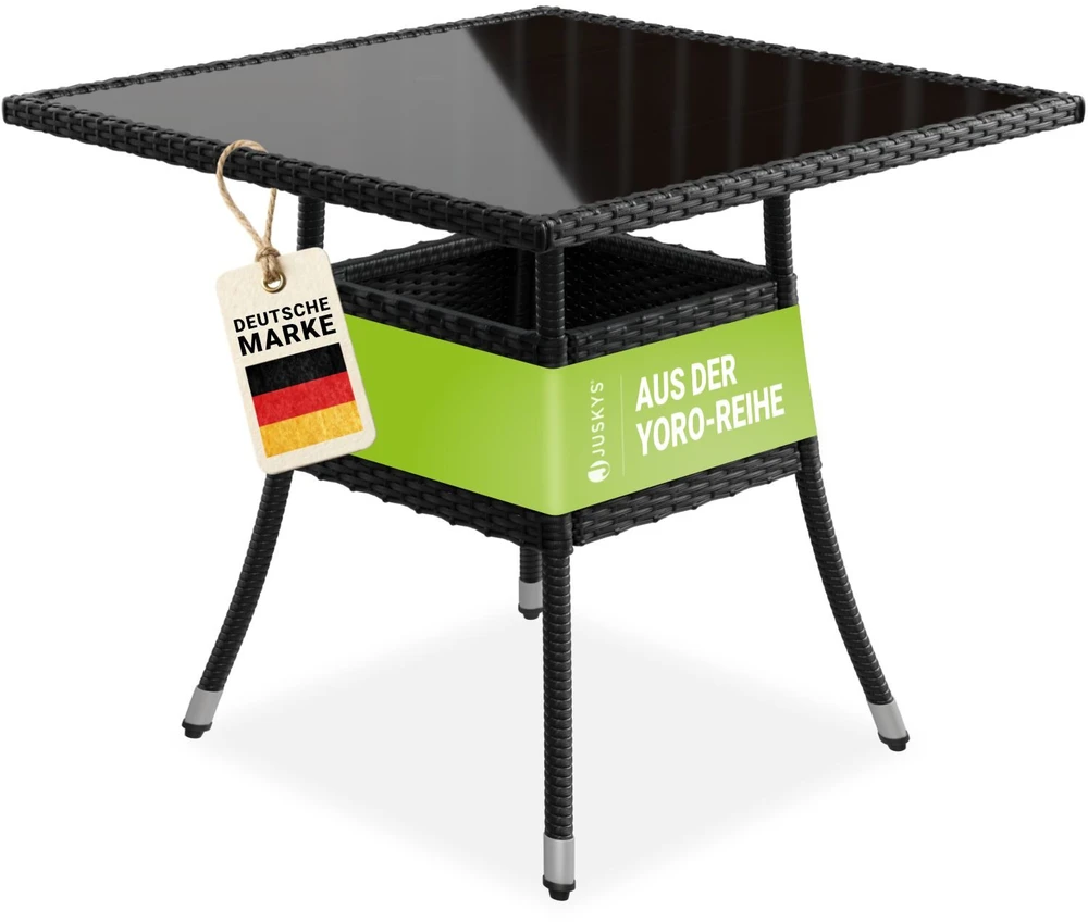 Juskys Sodo stalas Yoro 80x80 cm juodas