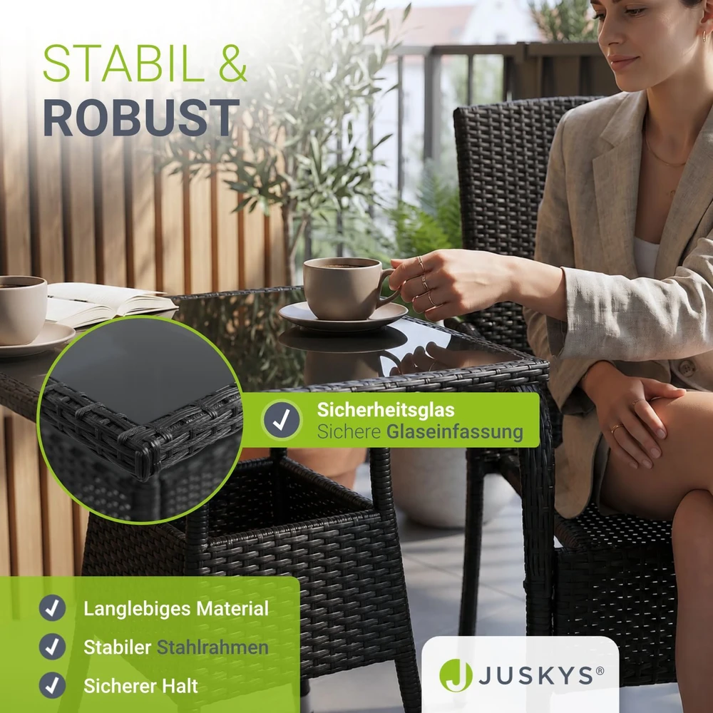 Juskys Sodo stalas Yoro 80x80 cm juodas