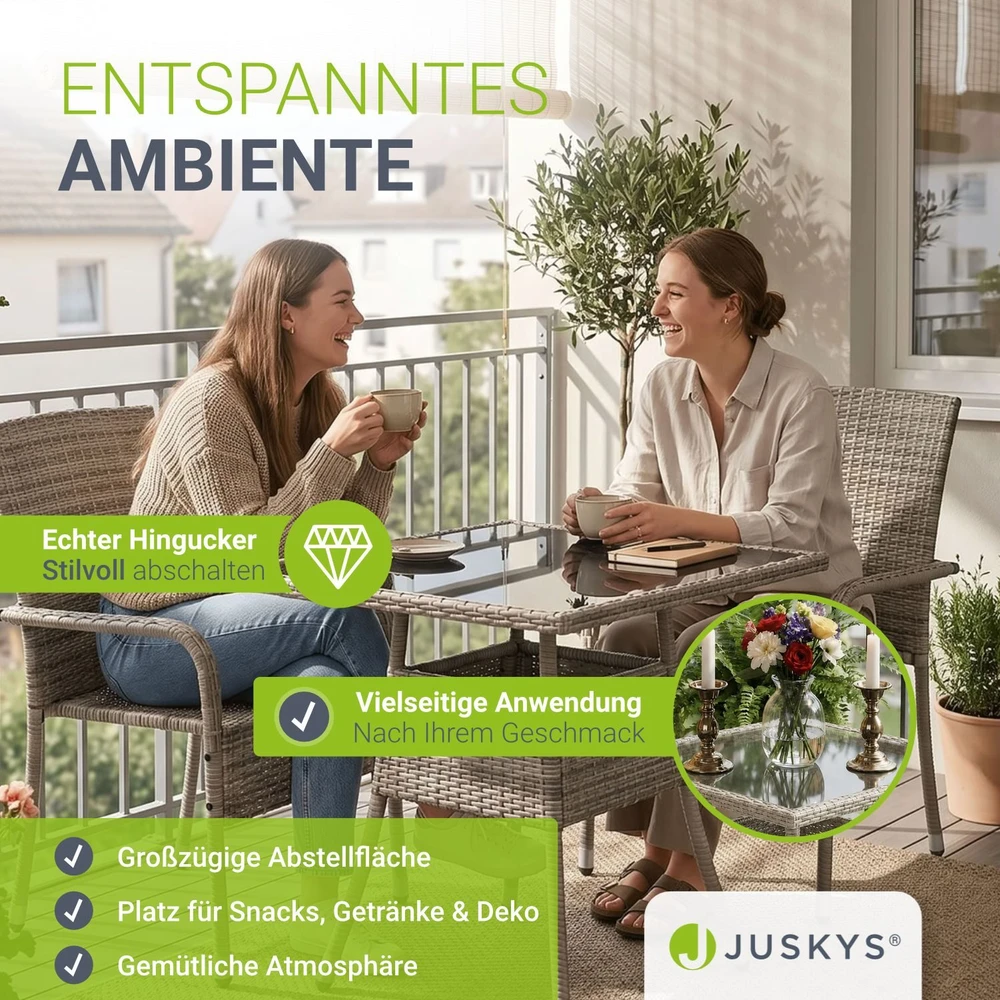 Juskys Sodo stalas Yoro 80x80 cm pilkas