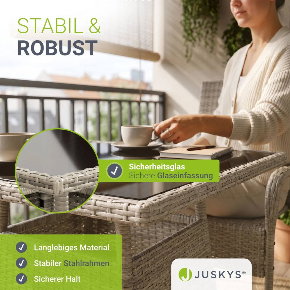 Juskys Sodo stalas Yoro 80x80 cm pilkas