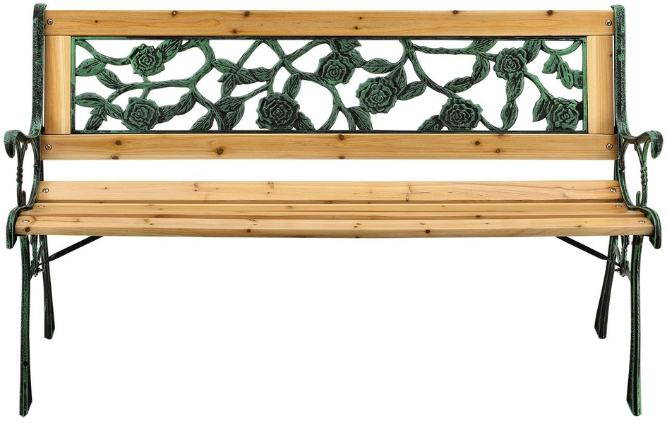 Juskys Sodo suoliukas Venezia 2 vietų 122x54x73 cm natūralus/juodai žalias