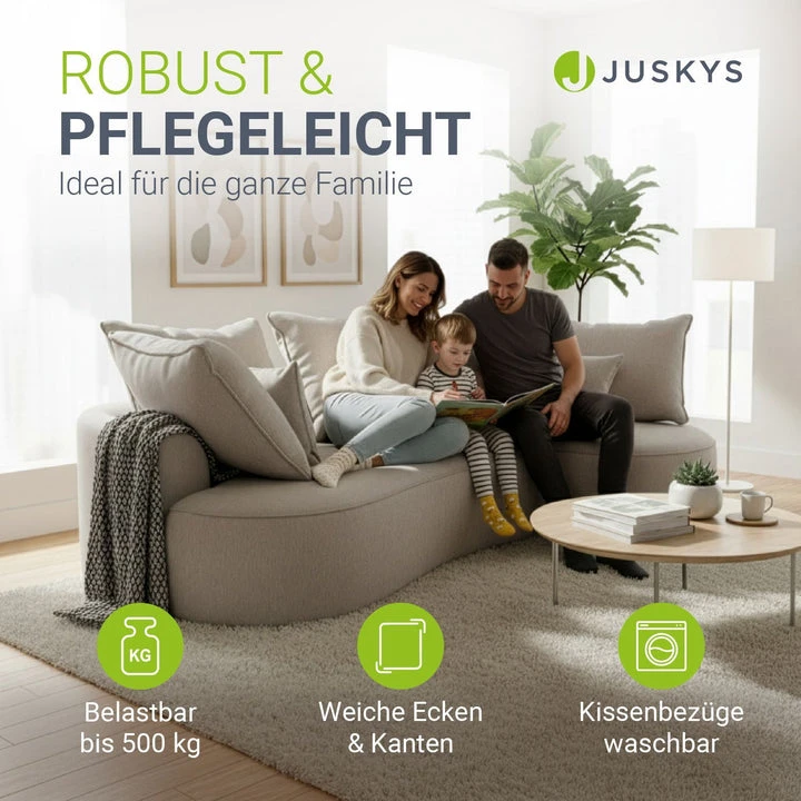 Juskys Sofa Tirano su dešine pufu, veliūras, smėlio spalva