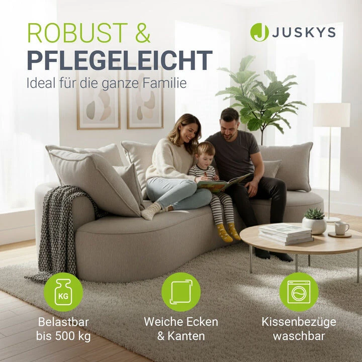 Juskys Sofa Tirano su dešine pufu, veliūras, smėlio spalva