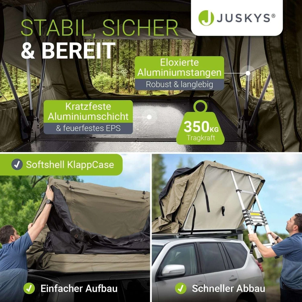 Juskys Stogo palapinė Lago 120x210 cm juoda/khaki