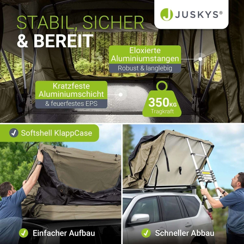 Juskys Stogo palapinė Lago 120x210 cm juoda/khaki