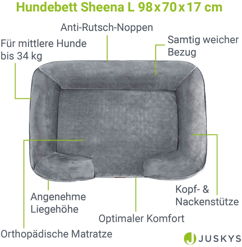 Juskys Šuns guolis Sheena L 72x60x17 cm pilkas
