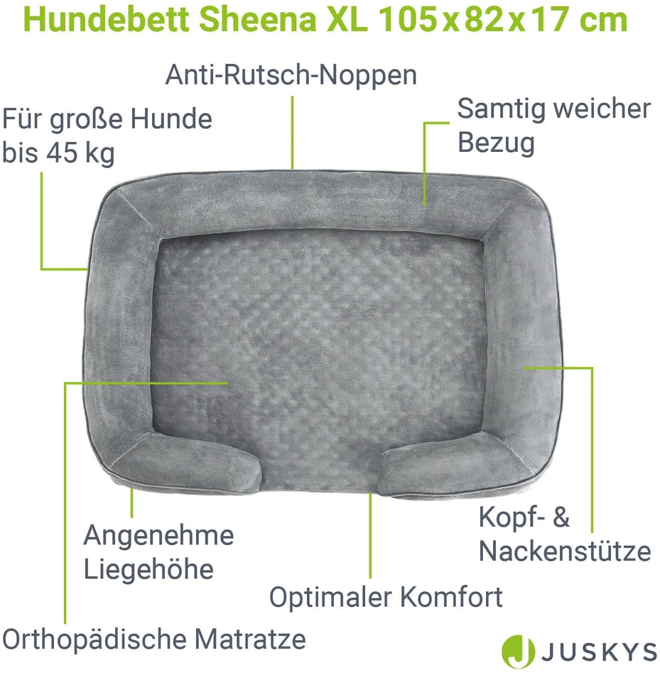 Juskys Šuns guolis Sheena XL 72x60x17 cm pilkas