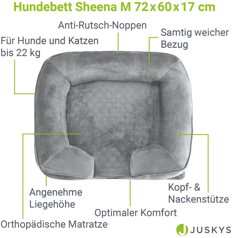 Juskys Šuns lova Sheena M 72x60x17 cm pilka