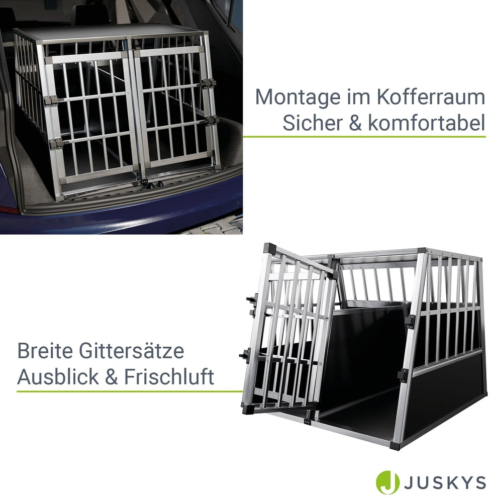 Juskys Šuns transportavimo dėžė XL 54x69x51 cm juoda/sidabrinė