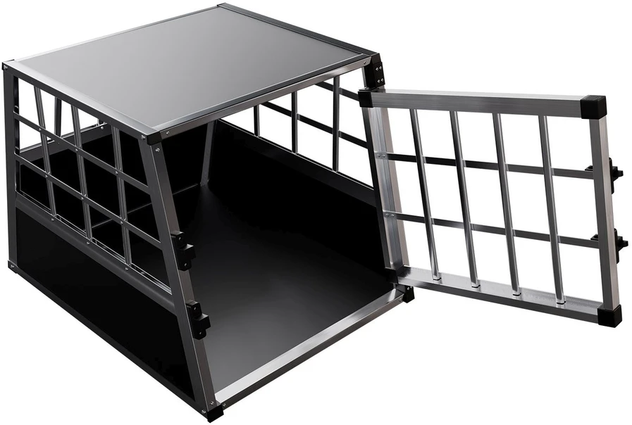 Juskys Šuns transportavimo dėžė M 54x69x51 cm juoda/sidabrinė