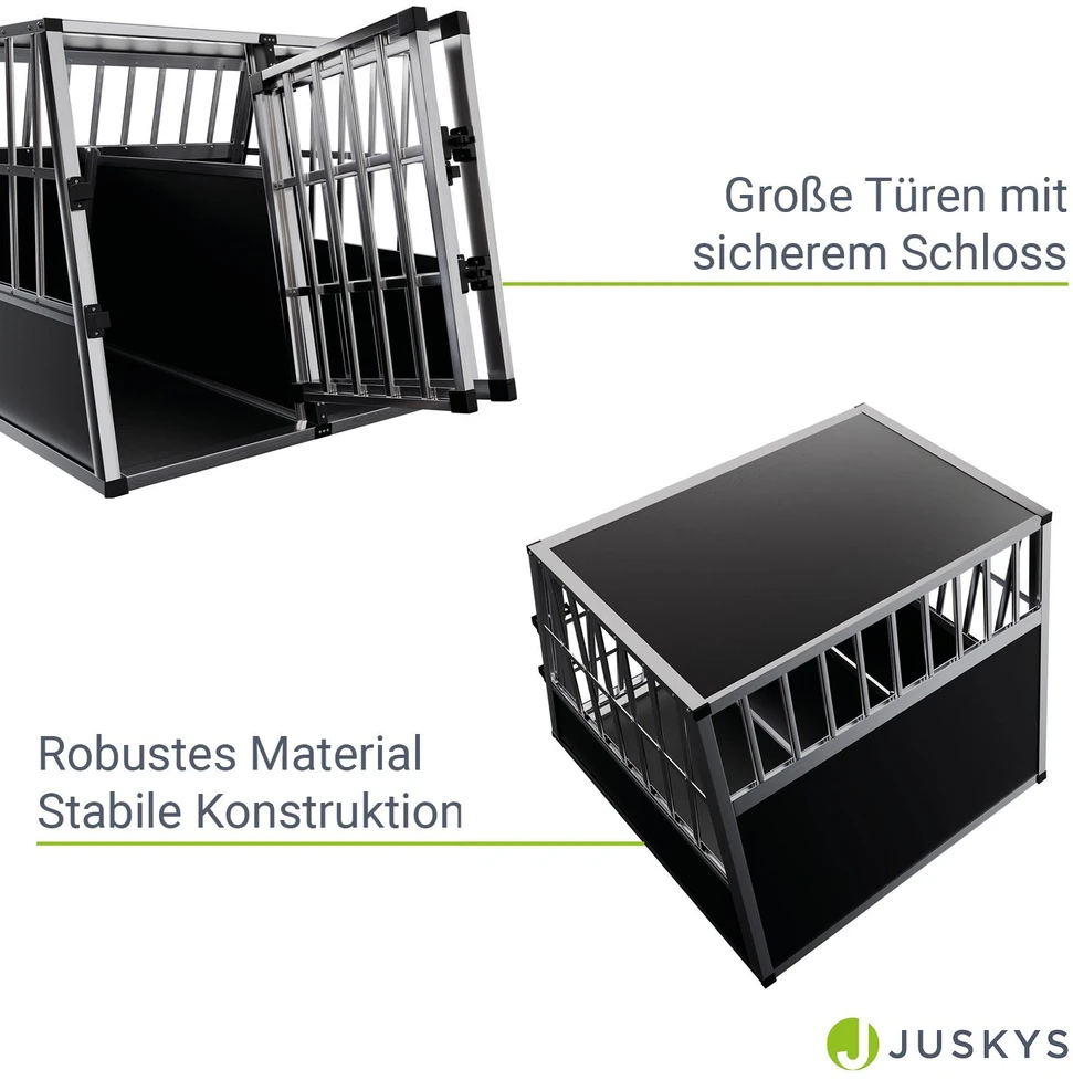 Juskys Šuns transportavimo dėžė XL 54x69x51 cm juoda/sidabrinė