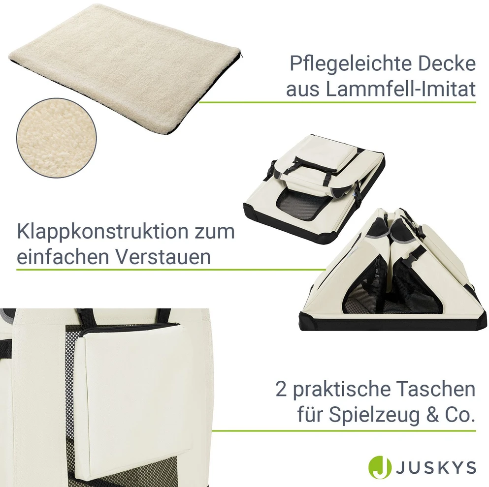 Juskys Sulankstomas šunų transportavimo krepšys Lassie S 50x34x36 cm pilkas