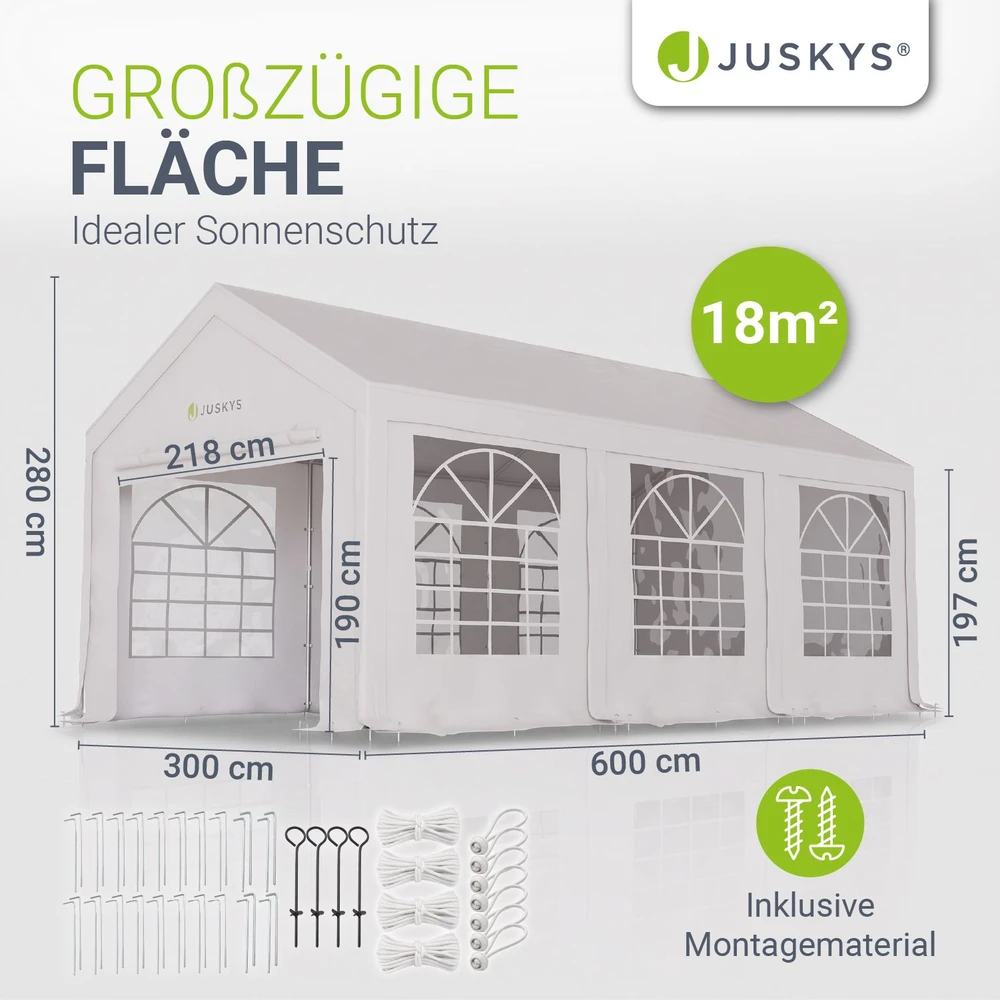 Juskys Šventinė palapinė Gala 3x6 m balta