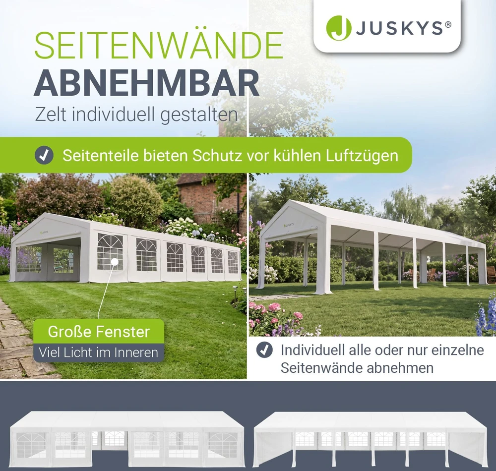 Juskys Šventinė palapinė Gala 6x12 m balta