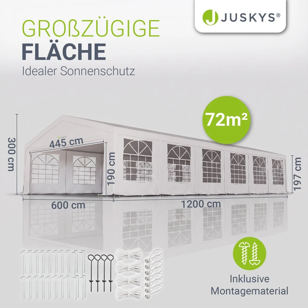 Juskys Šventinė palapinė Gala 6x12 m balta