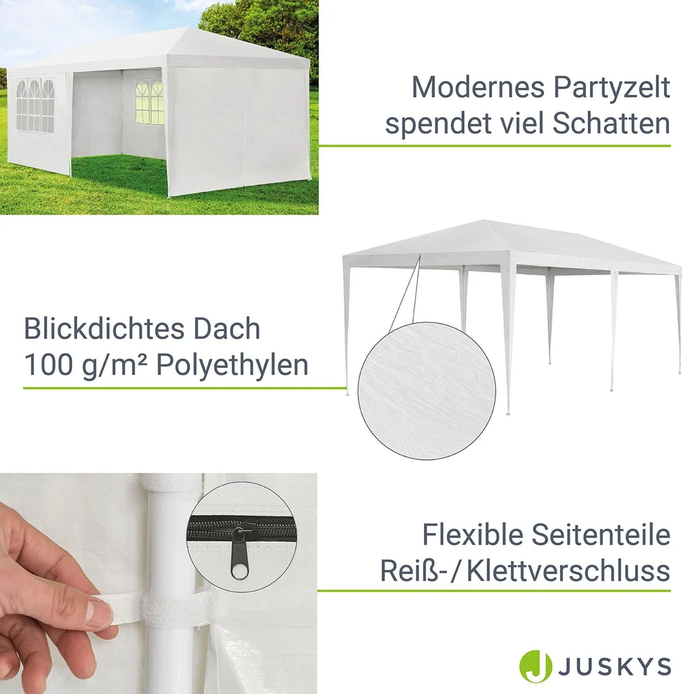 Juskys Šventinė palapinė Homestar 3x6x2,5 m balta
