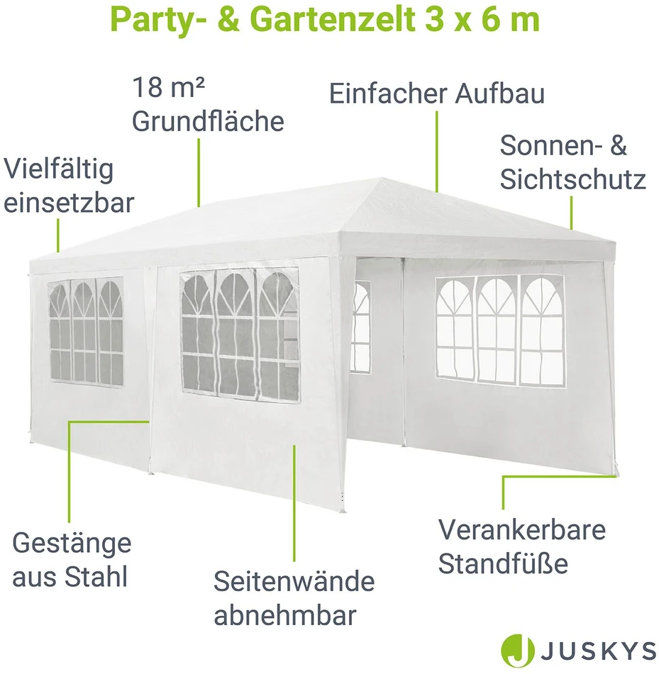 Juskys Šventinė palapinė Homestar 3x6x2,5 m balta