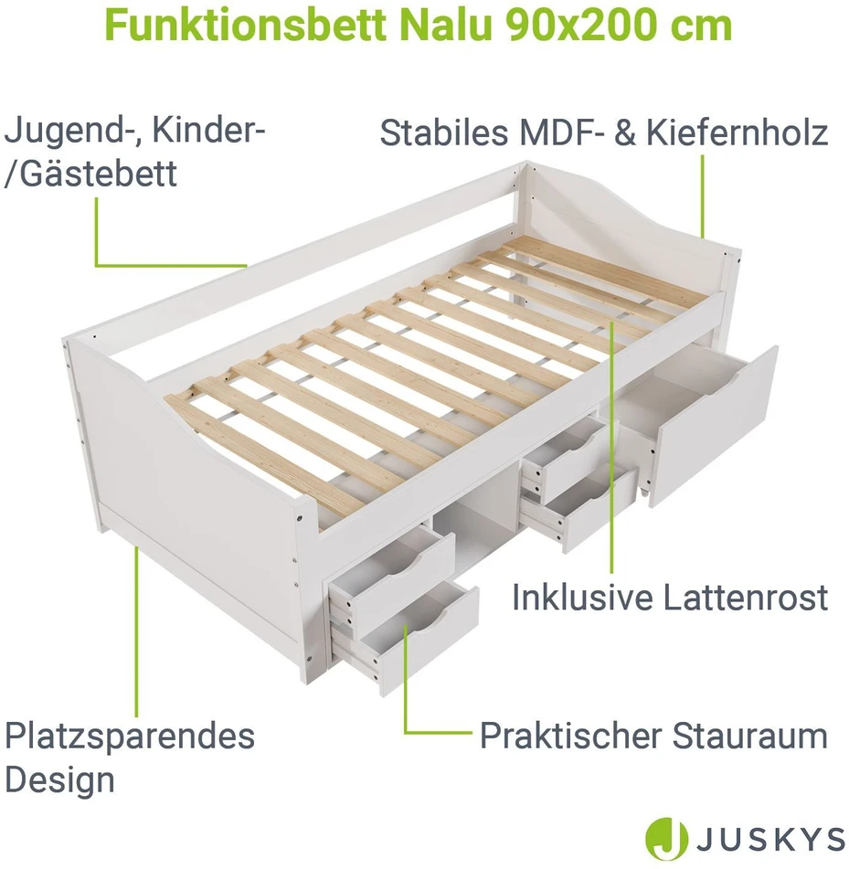 Juskys Vaikiška lova su daiktadėže Nalu 90x200 cm