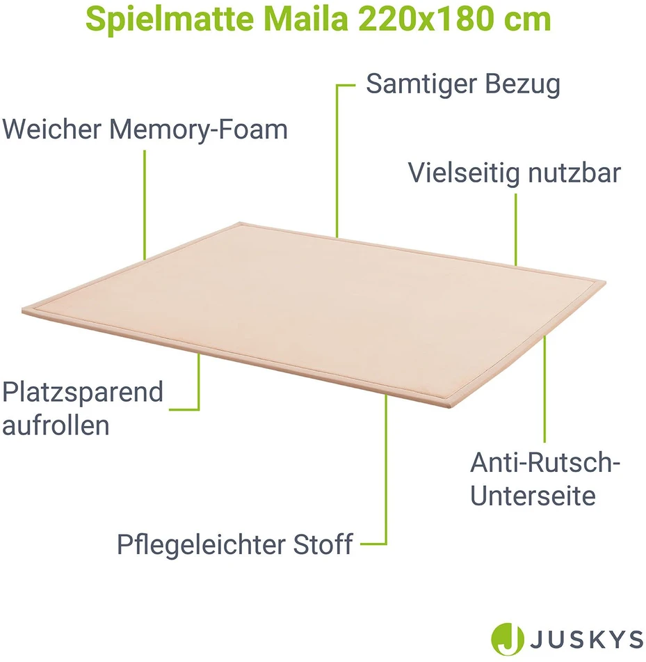 Juskys Vaikiška žaidimų kilimėlis Maila 220x180 cm smėlio spalvos