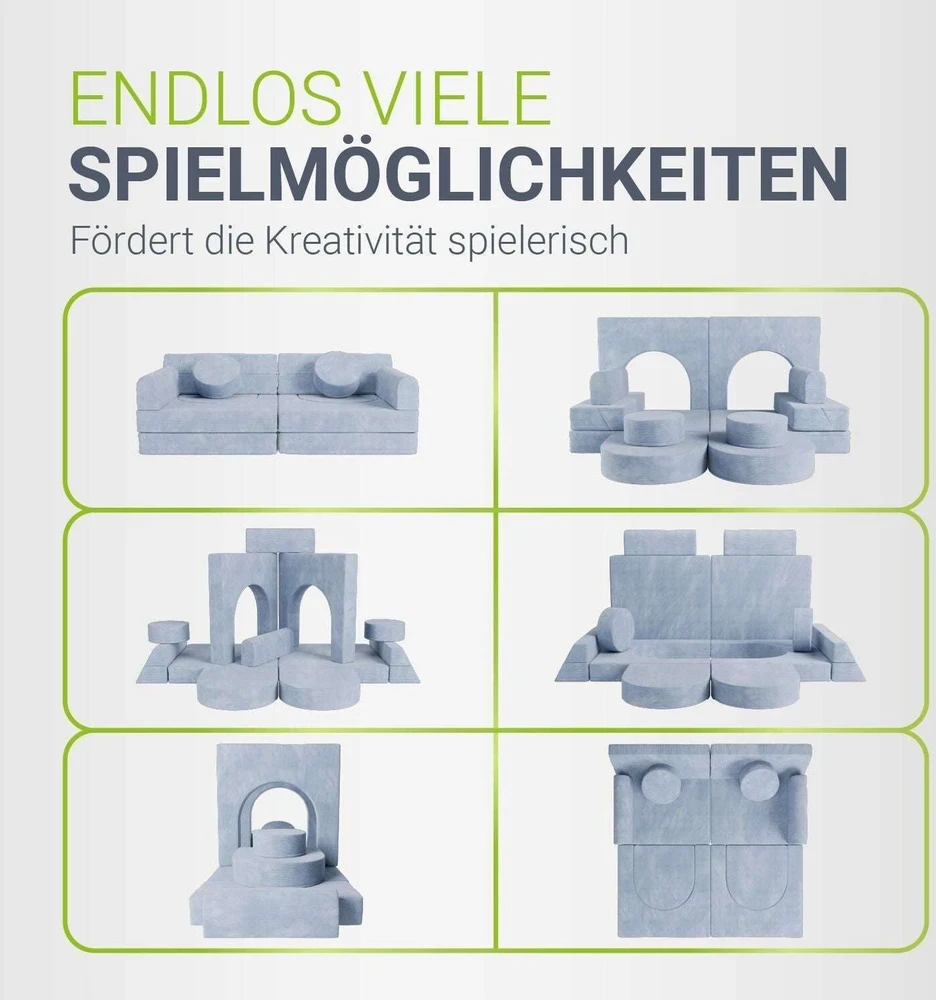 Juskys Vaikiškas žaidimų sofa Kayo 150x75x50 cm šviesiai mėlynas