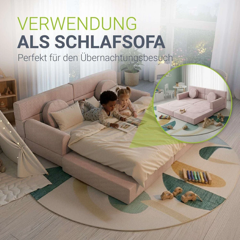 Juskys Vaikiškas žaidimų sofa Kayo 150x75x50 cm rožinė