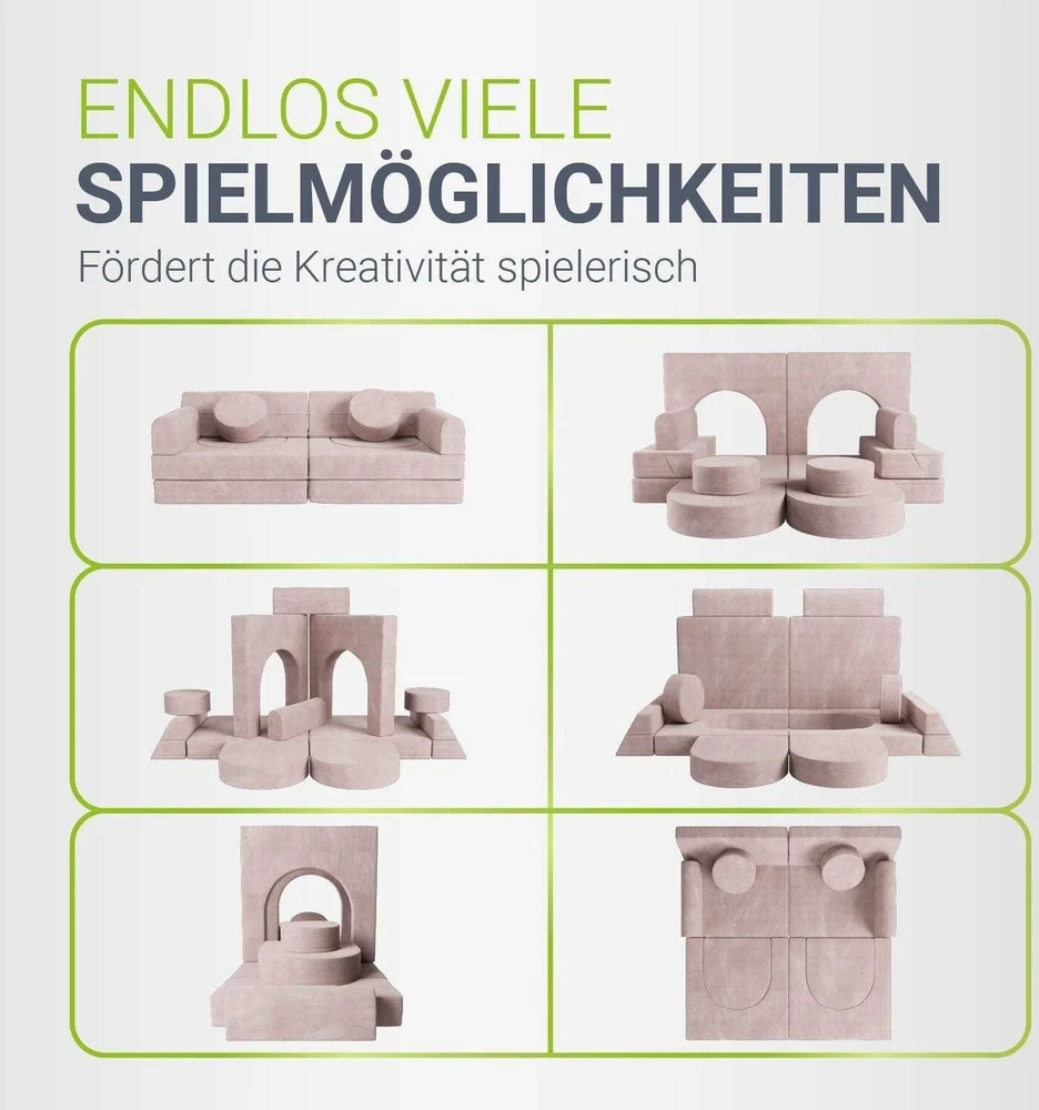 Juskys Vaikiškas žaidimų sofa Kayo 150x75x50 cm rožinė