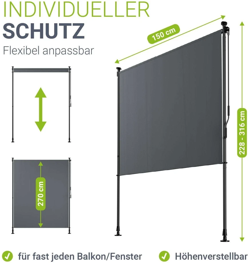 Juskys Vertikalus markizės Barbados 150x310 cm pilka