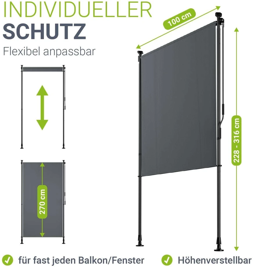 Juskys Vertikalus markizės Barbados 100x310 cm pilkas