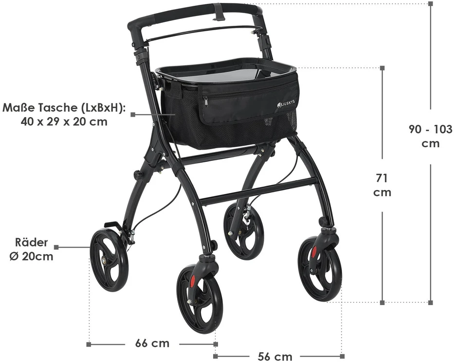 Juskys Vidaus vaikštynė su transportavimo krepšiu 56x66x90-103 cm juoda