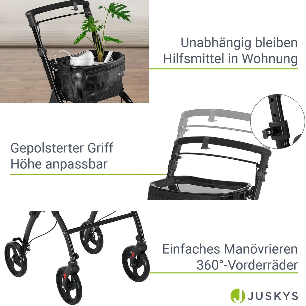 Juskys Vidaus vaikštynė su transportavimo krepšiu 56x66x90-103 cm juoda