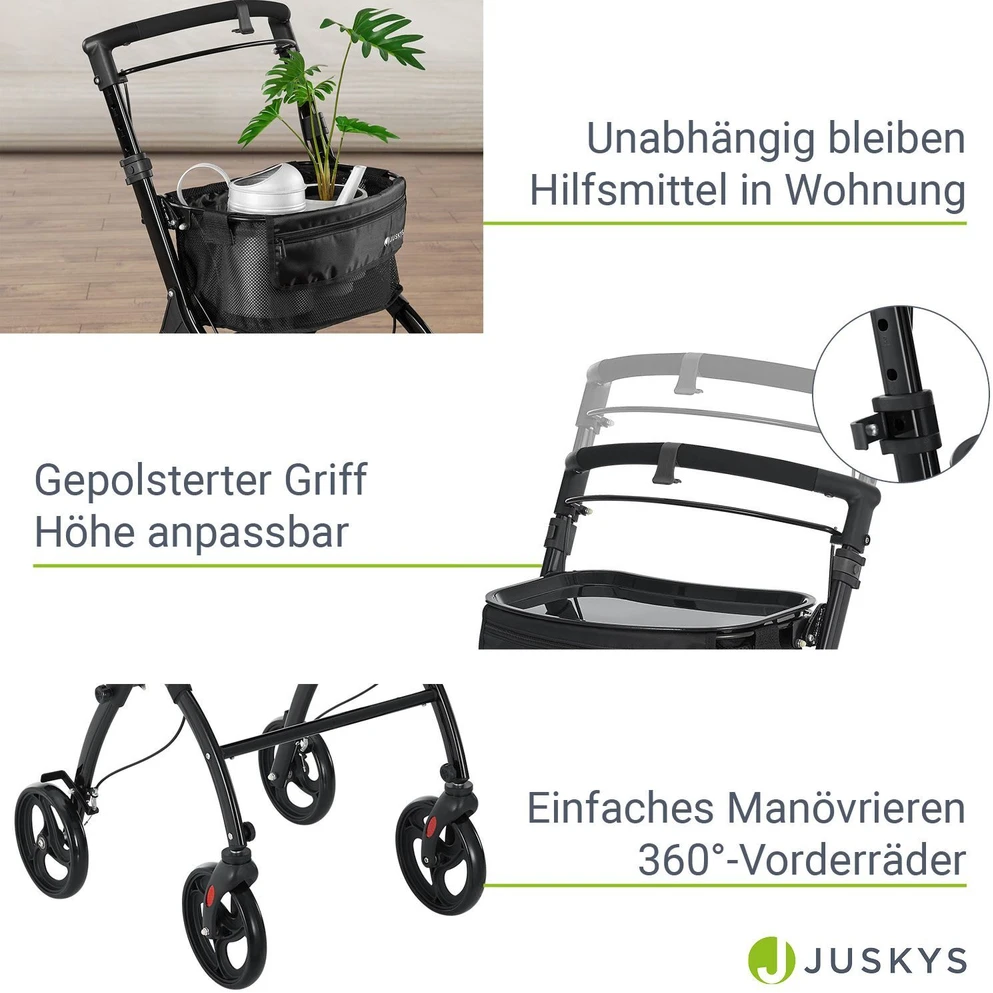 Juskys Vidaus vaikštynė su transportavimo krepšiu 56x66x90-103 cm juoda