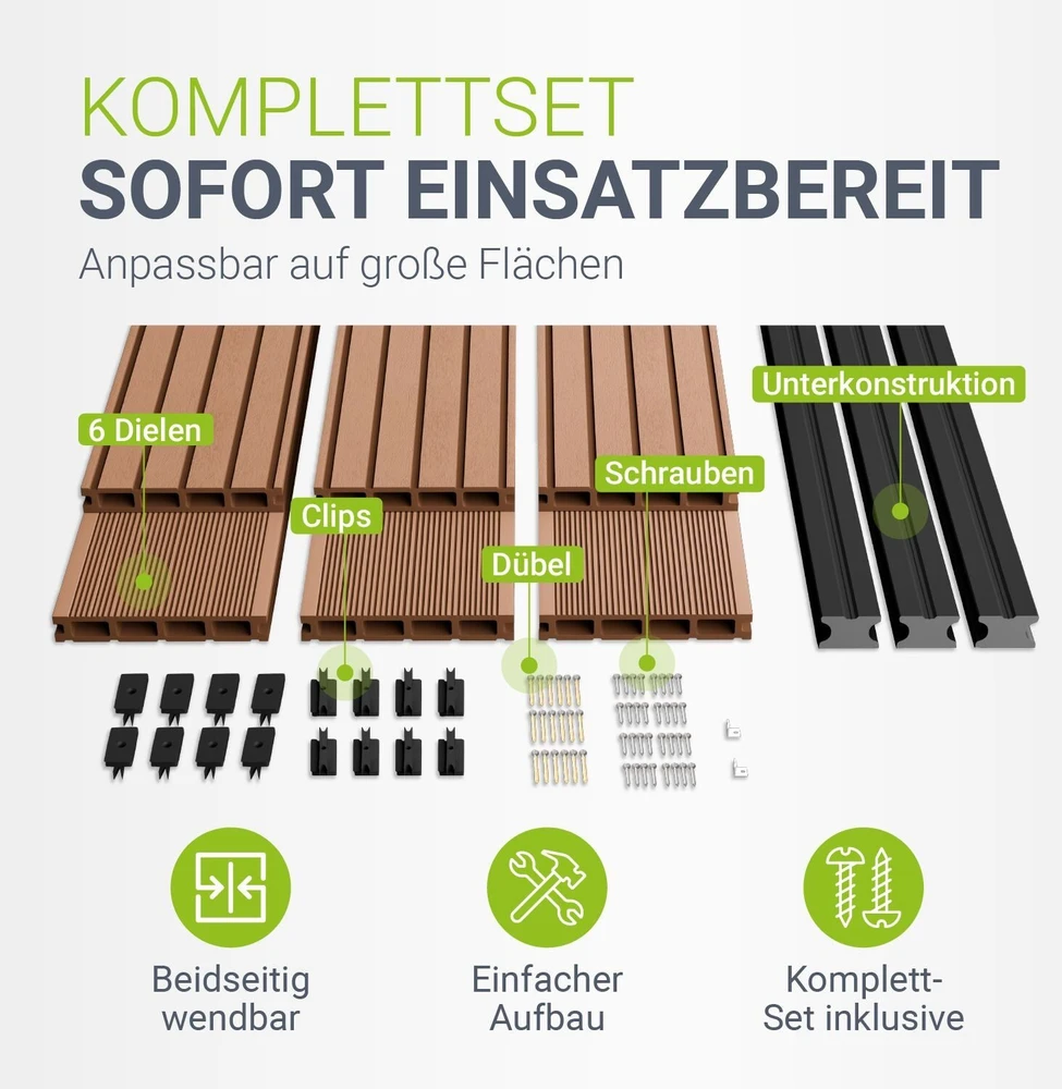 Juskys WPC terasos lentos, 10 m², tikmedžio